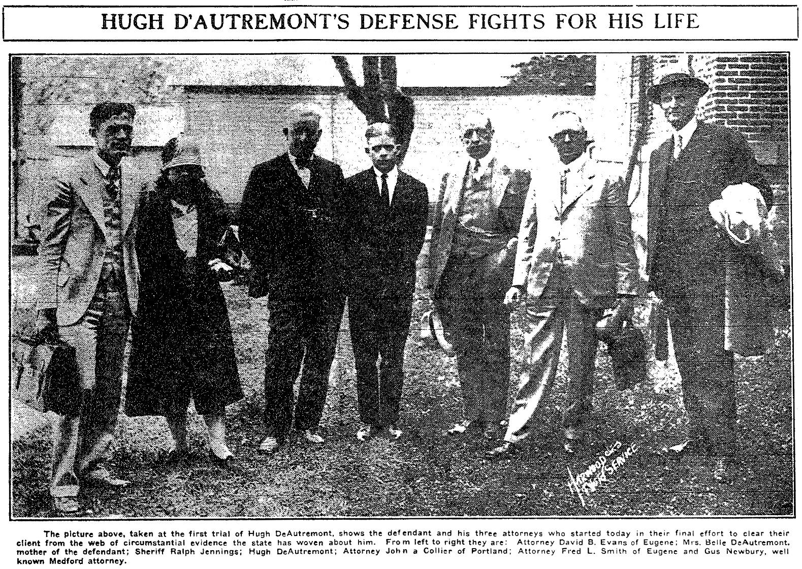 DeAutremont defense team, June 20, 1927 Medford Mail Tribune