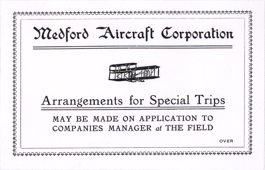 Medford Aircraft Corporation Ticket, 1919