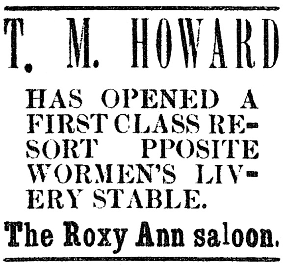 Roxy Saloon ad, January 14, 1892 Medford Mail