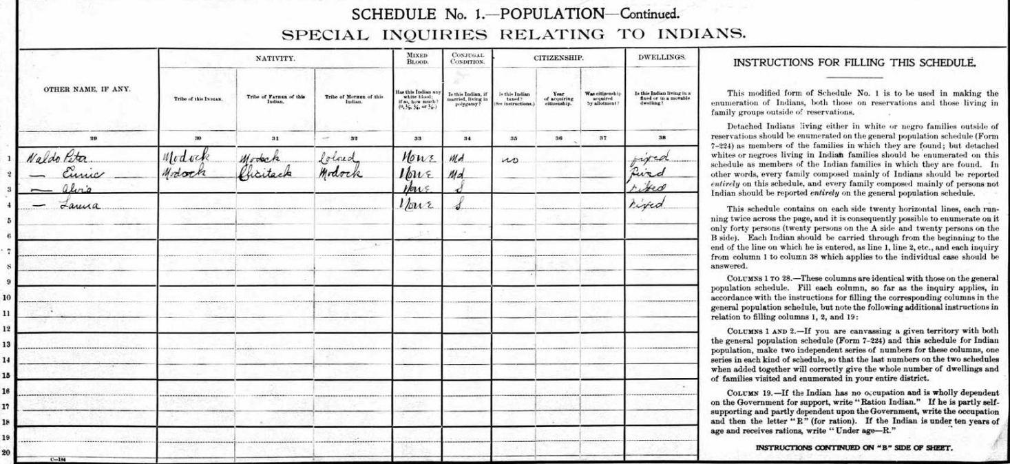 1900 census, Peter Waldo