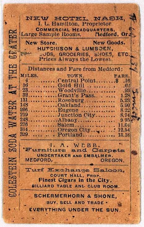1898 Nash Hotel advertising card