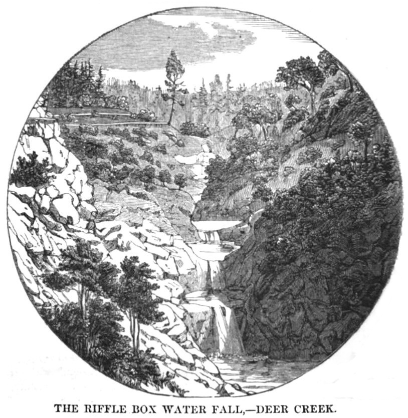 Riffle Box Falls, January 1857 Hutchings' Illustrated California Magazine