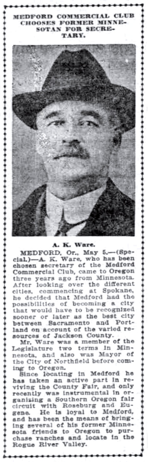 A. K. Ware May 6, 1913 Oregonian