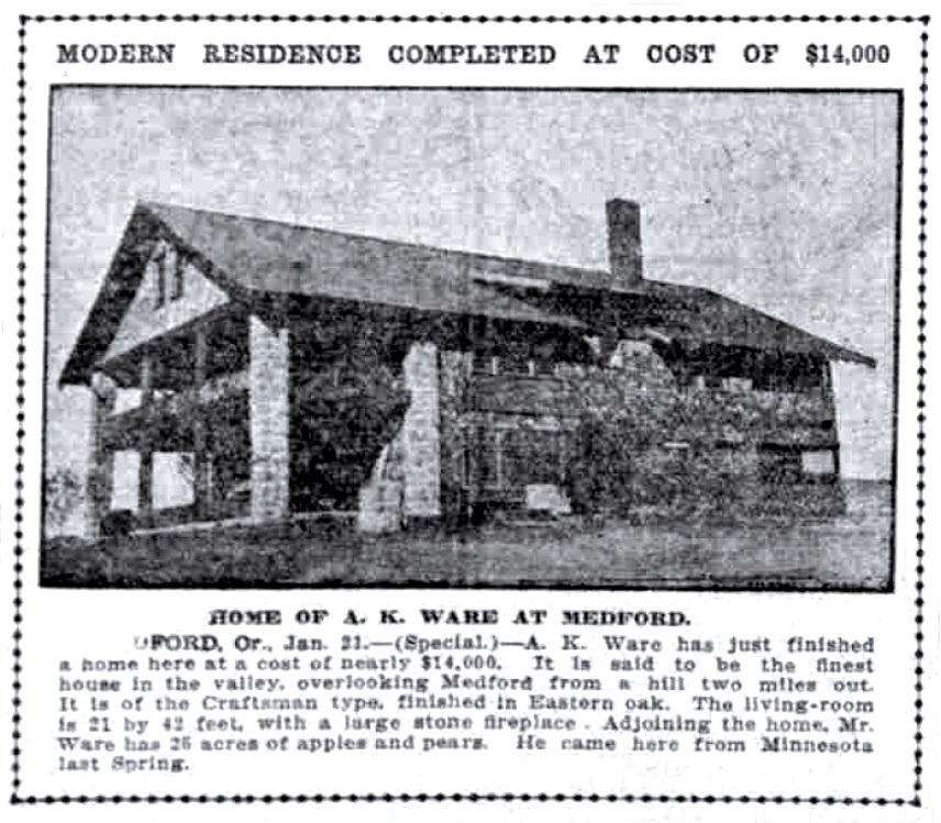 A. K. Ware House January 22, 1911 Sunday Oregonian