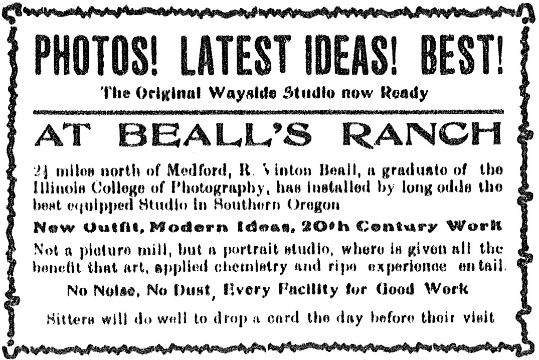 R. Vinton Beall ad, July 11, 1902 Medford Mail