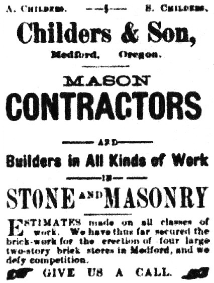 Childers ad, March 13, 1888 Southern Oregon Transcript