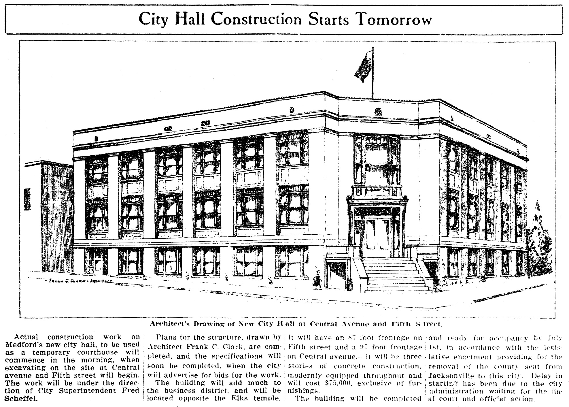 Medford City Hall, February 18, 1927 Medford Mail Tribune