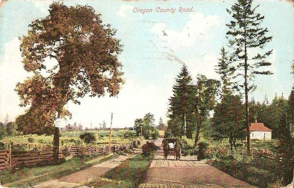 An Oregon country road circa 1905.