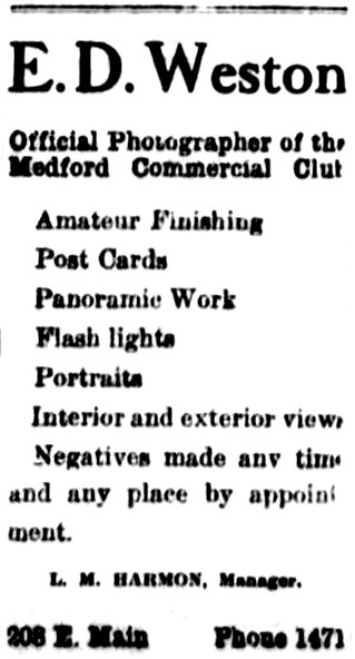E. D. Weston ad, February 18, 1914, Medford Mail Tribune