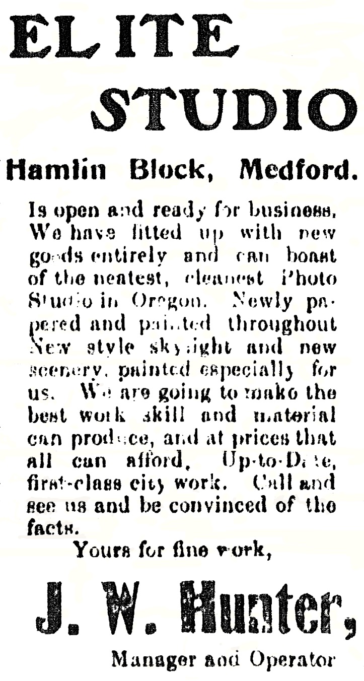 Elite Studio ad, April 26, 1901 Medford Mail
