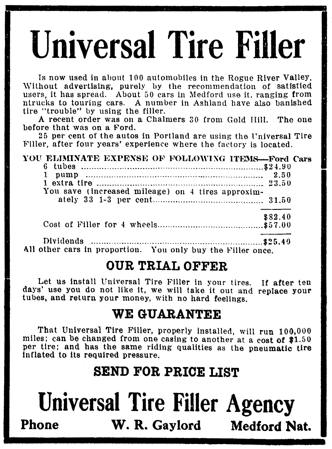 Gaylord ad, July 13, 1919 Medford Sun