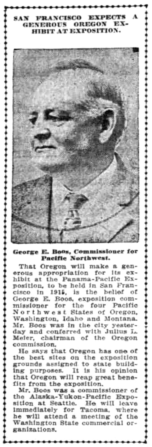George E. Boos, November 21, 1912 Oregonian