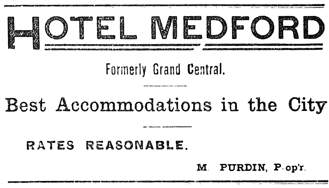 Nash Hotel ad, January 20, 1893 Southern Oregon Mail