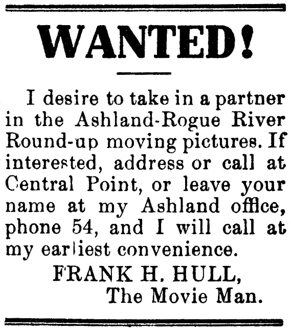 Frank Hull ad, June 4, 1917 Ashland Tidings
