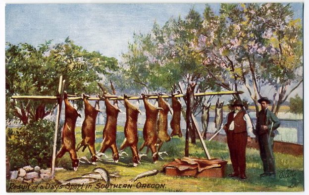 Deer hunting postcard, circa 1907