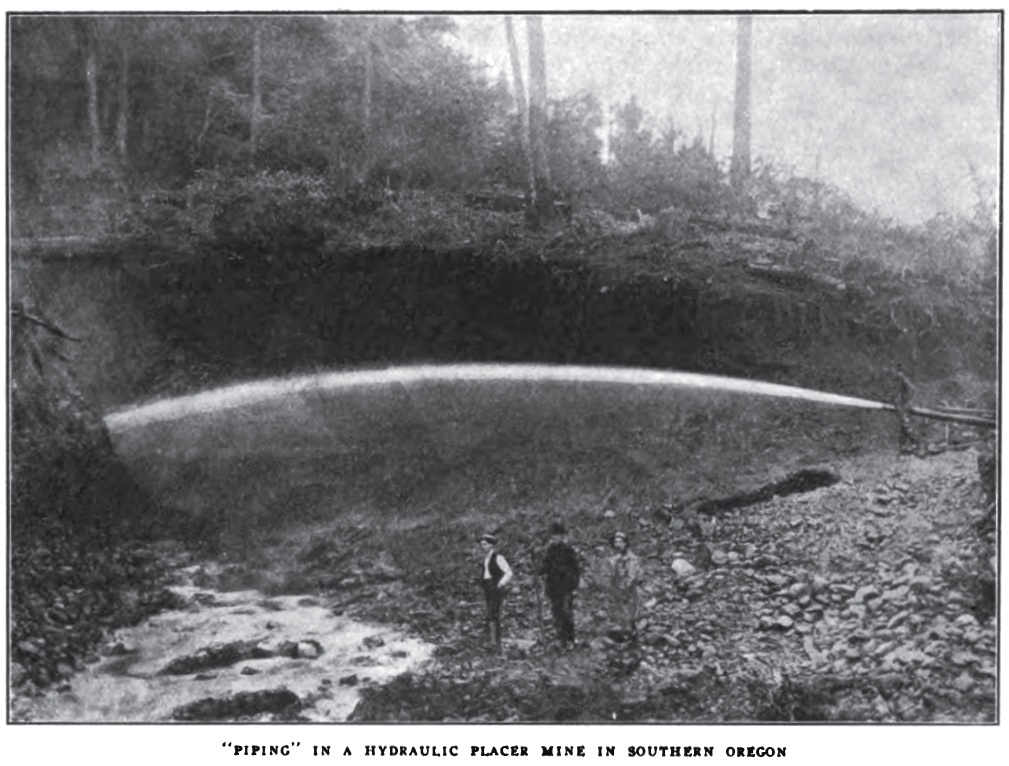 Southern Oregon hydraulic mine, August 1906 Sunset magazine