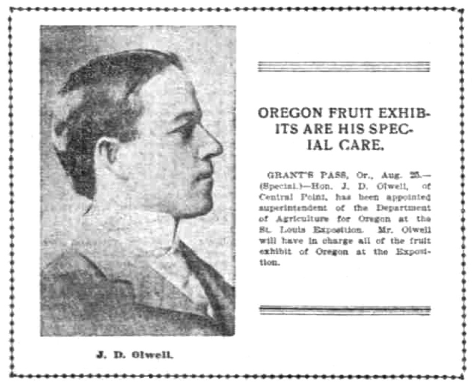 John D. Olwell, August 26, 1903 Oregonian