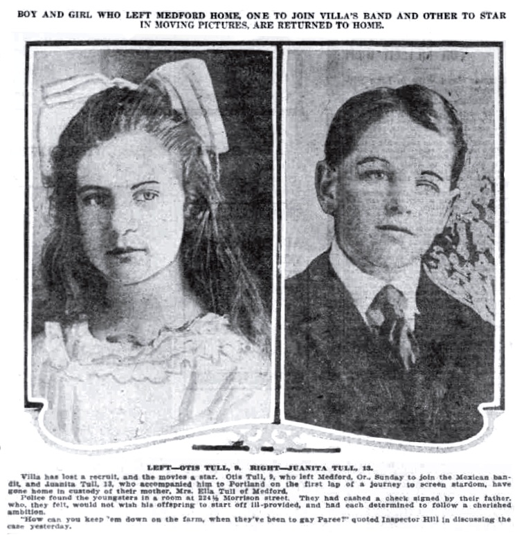 Juanita and Otis Tull, July 12, 1919 Oregonian
