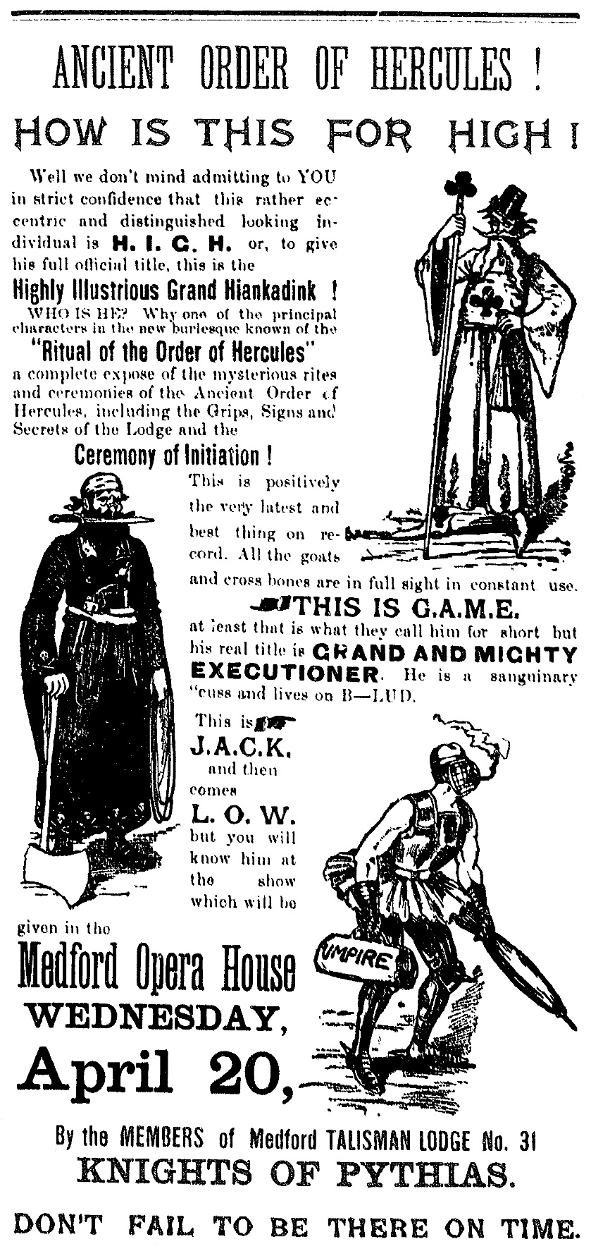 Knights of Pythias ad, April 7, 1892 Medford Mail