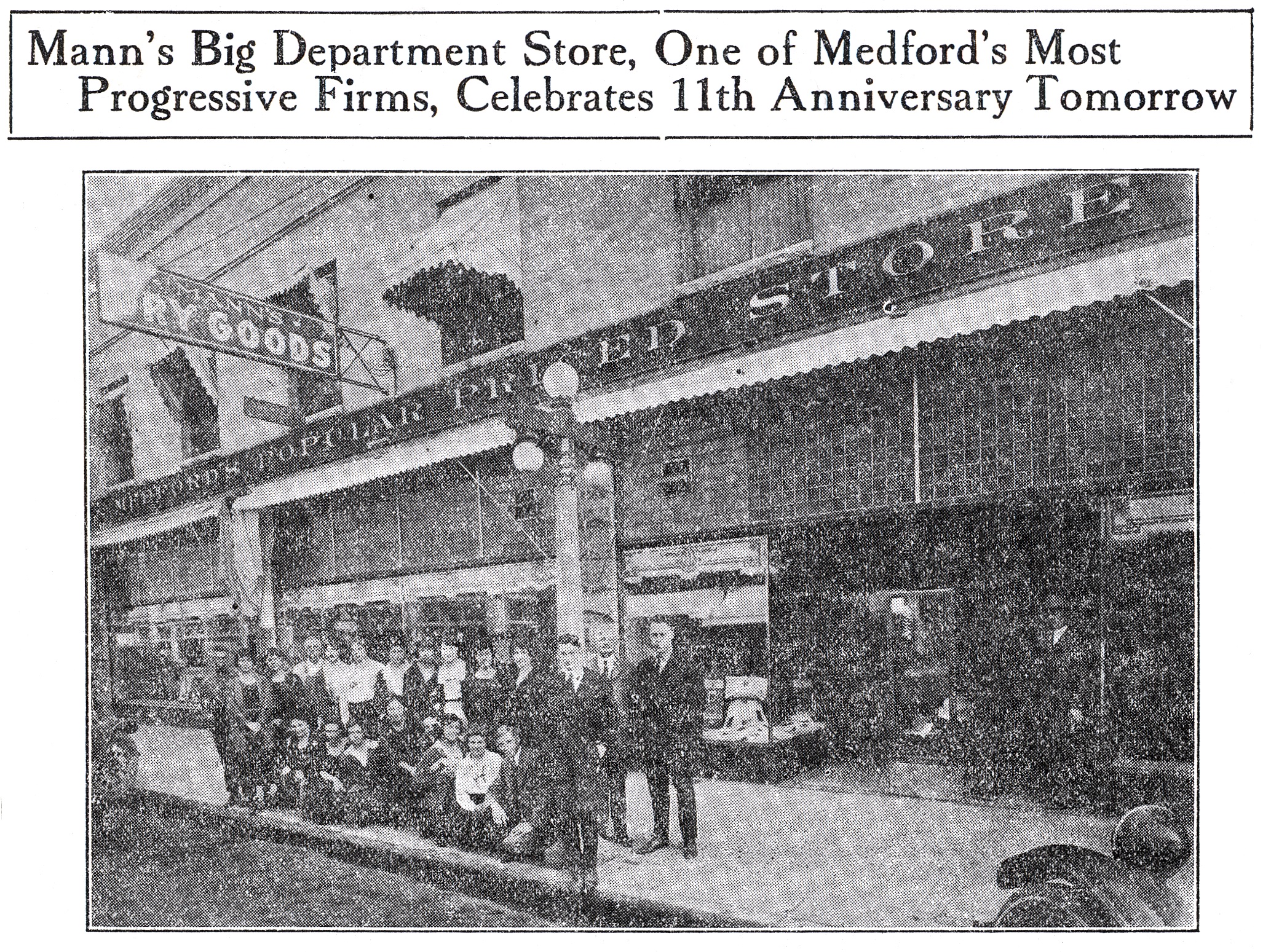 Mann's, September 30, 1921 Medford Mail Tribune
