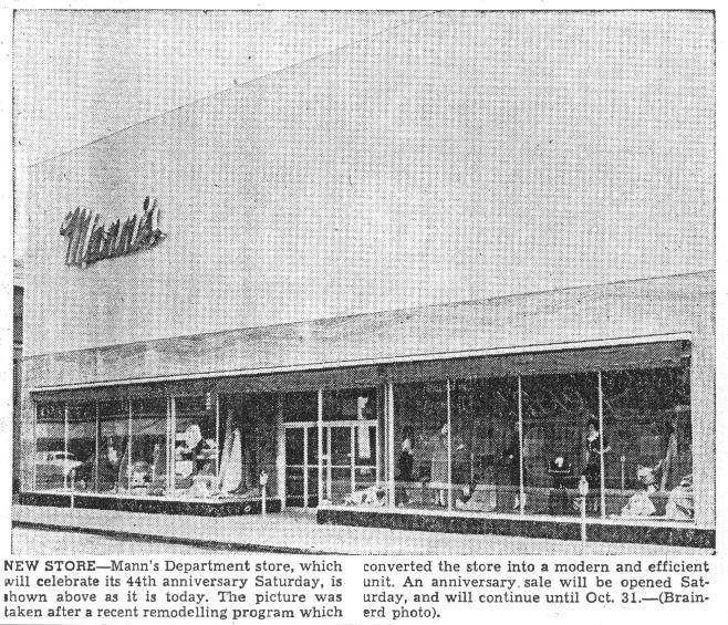 Mann's, September 30, 1954 Medford Mail Tribune.