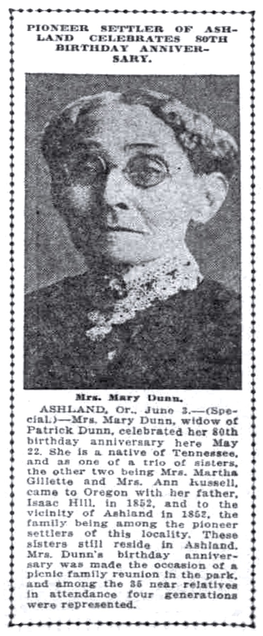 Mary Dunn, June 4, 1916 Oregonian