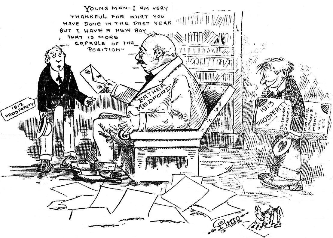 Pinto Colvig cartoon, January 1, 1913 Medford Mail Tribune