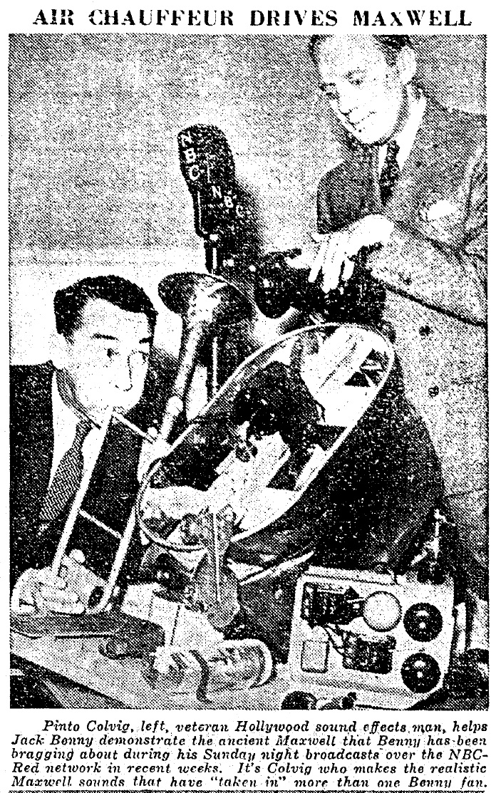 Pinto Colvig with Jack Benny, December 19, 1937 Evansville Courier