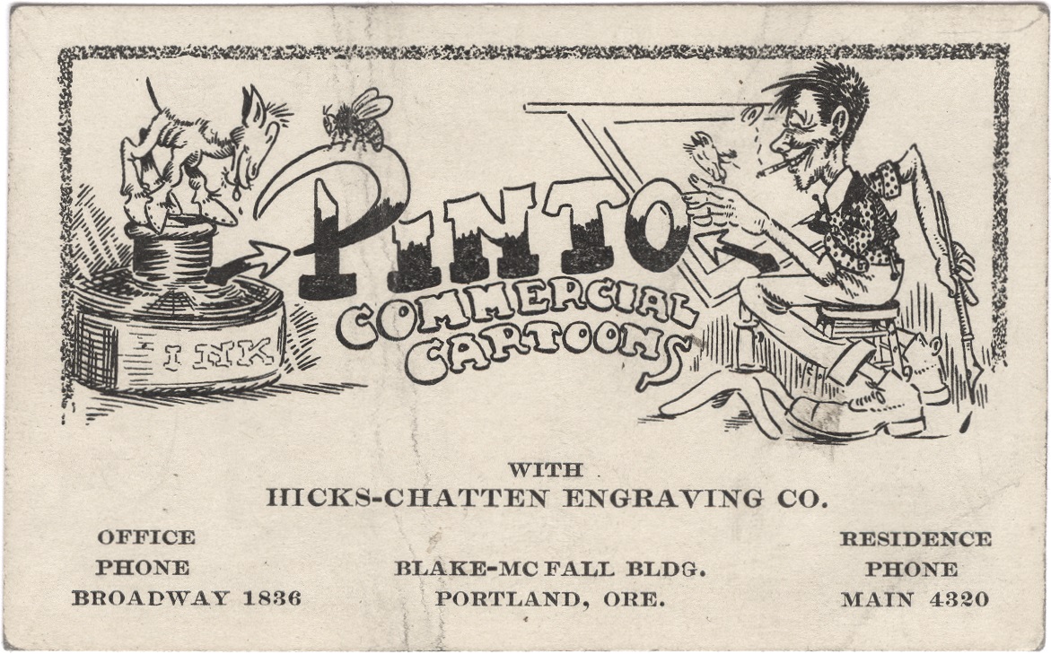 Pinto Colvig business card, circa 1912-14