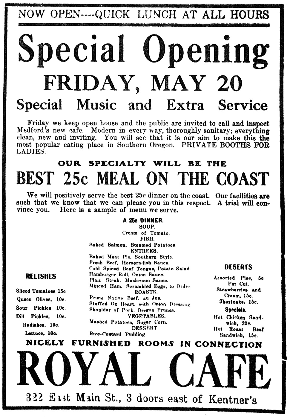 Royal Cafe ad, 1910-5-19MMT