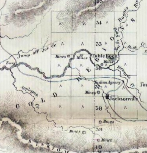 A. A. Skinner's Indian agency marked on an 1854 map
