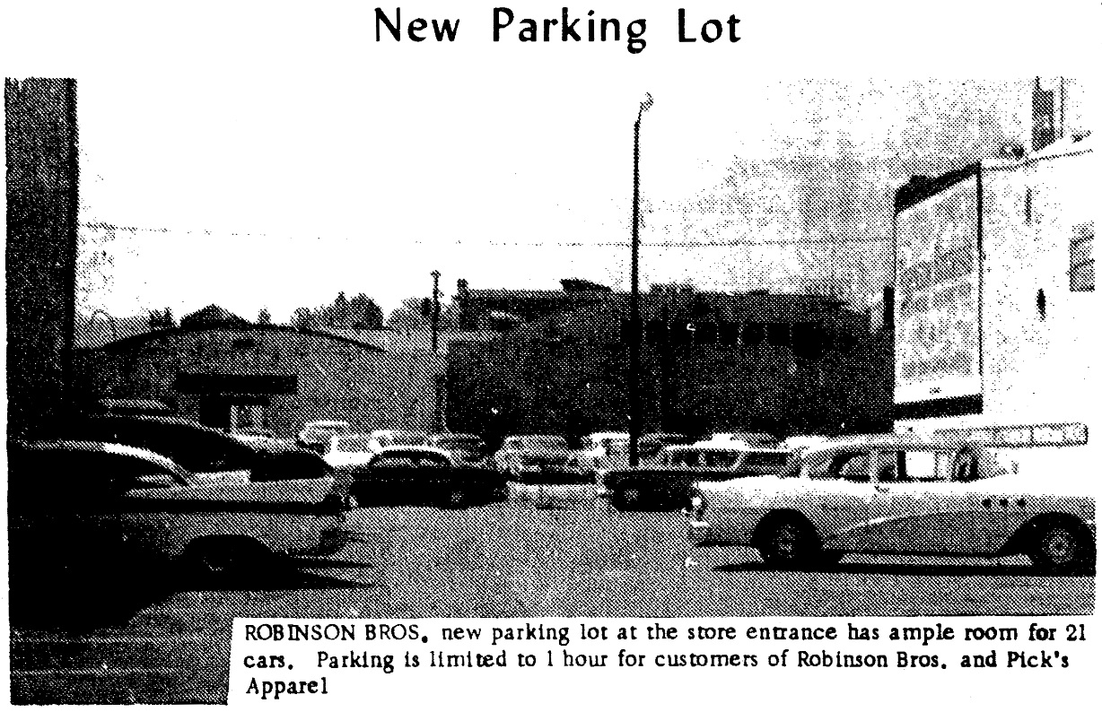 South Front parking lot, August 15, 1958 Rogue River Times, page 20