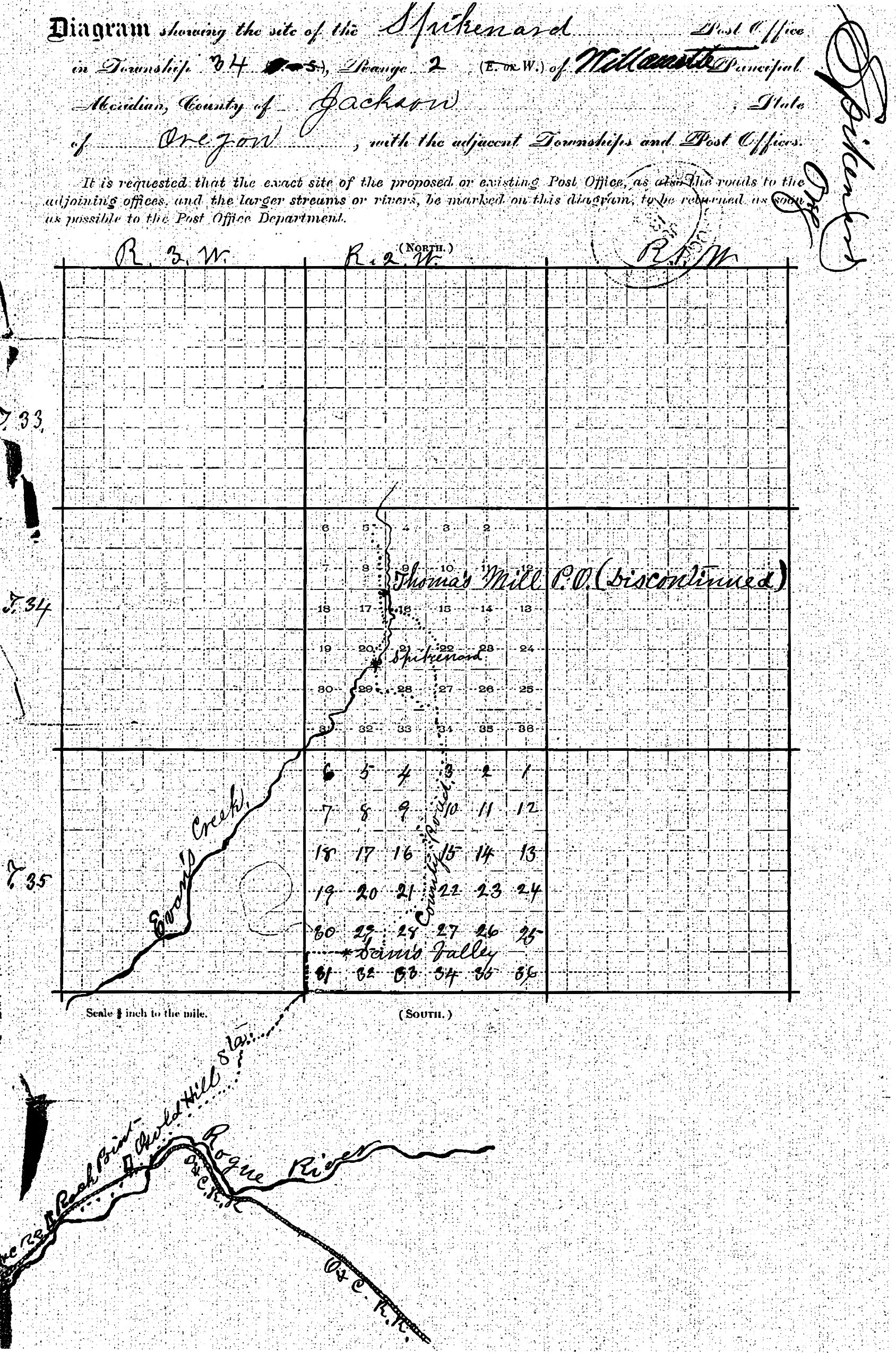 Spikenard, Oregon post office application, April 28, 1884
