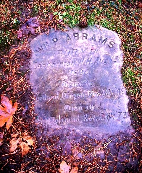 William P. Abrams Headstone, Multnomah Park Cemetery, Portland